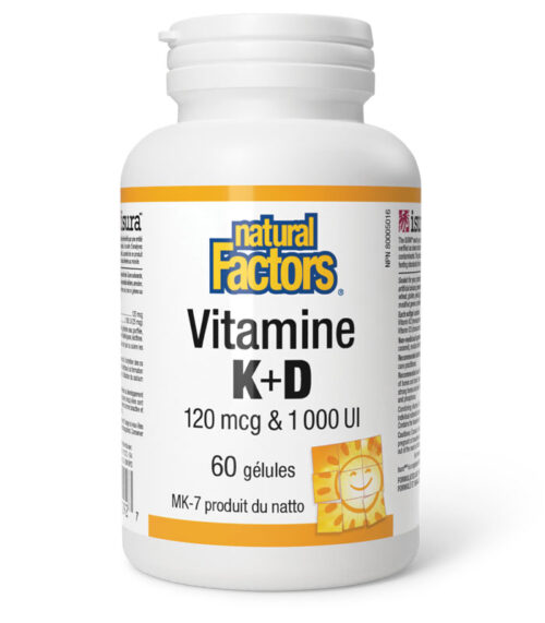 Natural Factors Vitamine K et D 60 gélules