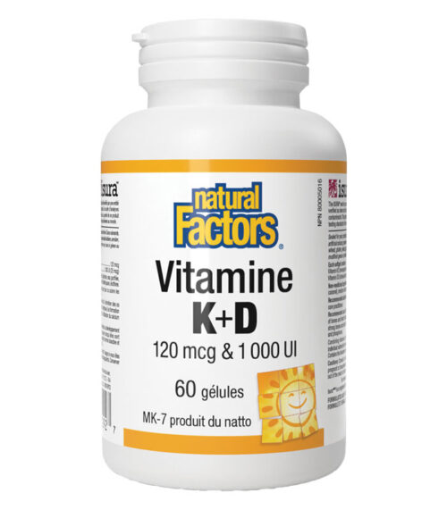 Natural Factors - Vitamine K et D - 60 gélules