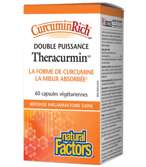 Natural Factors Curcumin Rich Douple puissance Theracurmin 60 capsules végétarienne