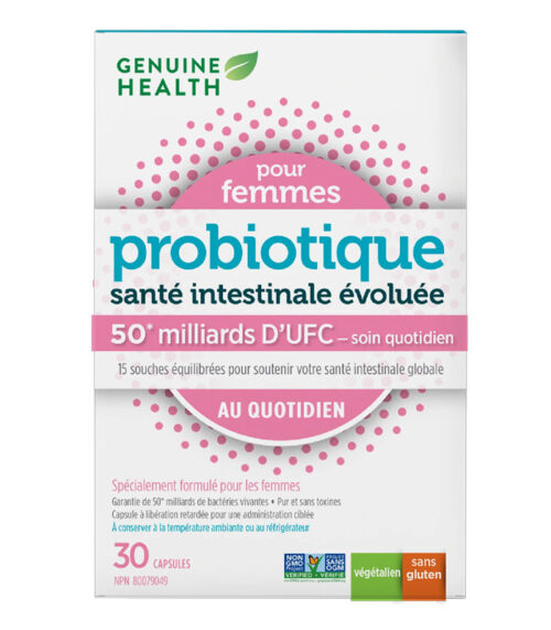 Genuine Health - probiotique pour la santé des femmes 50 milliards 30 capsules