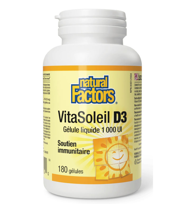Natural Factors Vitamine D3 1000IU 180 comprimés