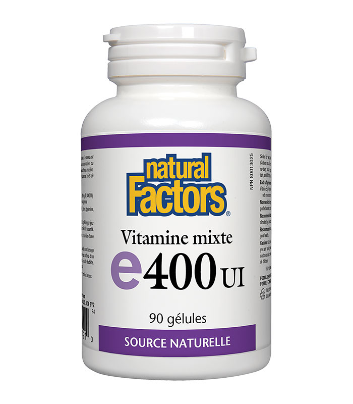 Natural Factors Vitamine E mixte 400UI 90 gellules