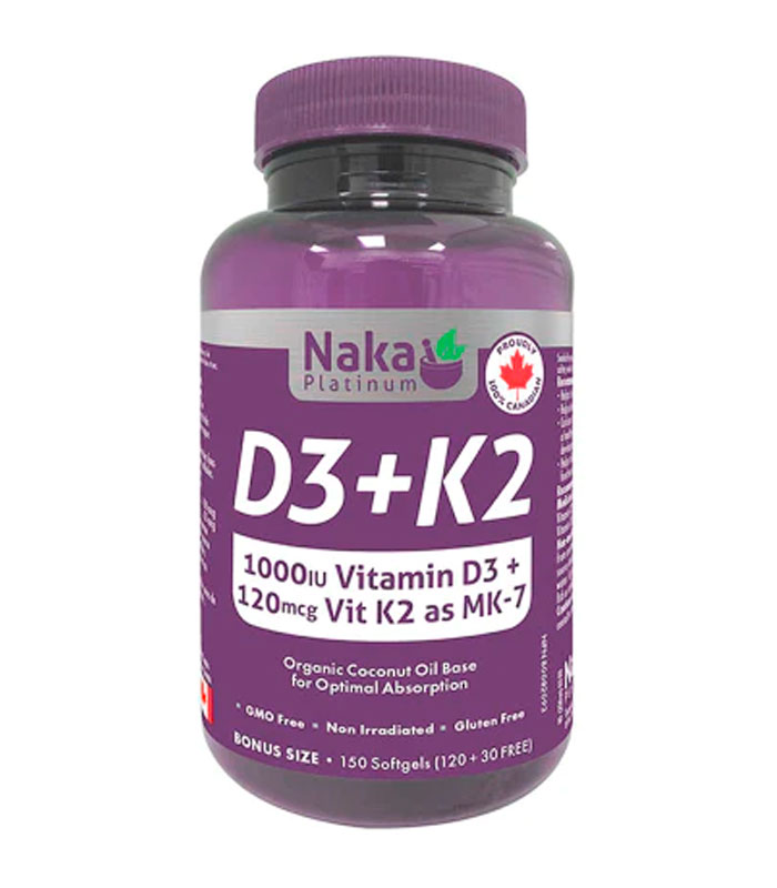 Naka Vitamine D3 et K2 150 capsules
